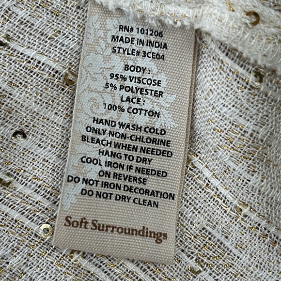 Soft Surrounding Glamour Topper gold sequin open front cardigan. Petite Small. - Picture 6 of 11